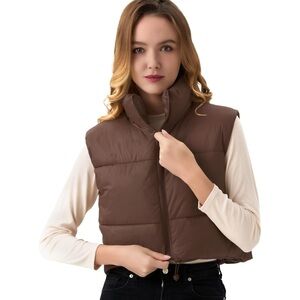 Women's Cropped Puffer Vest Lightweight Sleeveless